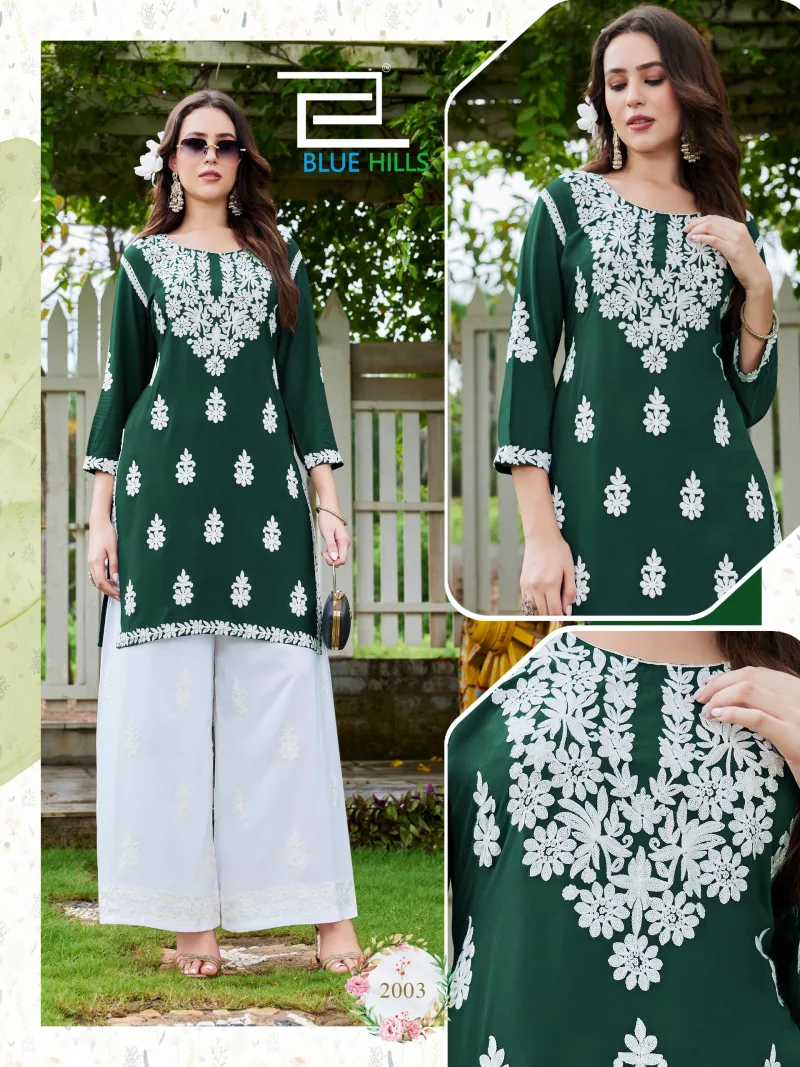Messi Vol 3 By Blue Hills Rayon Thread Work Kurti With Bottom